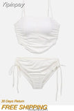 Yipinpay New Women's Swimsuit Two-piece Swimwear 2023 Women Bikinis Sets Korea Multi Color Sexy Gather Split Beach Female Swimsuit