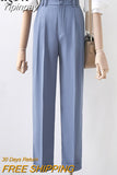 Yipinpay 2023 Black Pink Suit Pants Female Irregular High Waist Leisure All-match Streetwear Office Ladies Harem Pants Womens