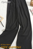 Yipinpay Summer Korean Fashion Wide Leg Women's Suit Pants High Waist Lace Casual Elegant Loose Saggy Straight Full Length Trousers