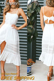 Yipinpay Fashion Boho Long Maxi Dress Women Summer Ladies Sleeveless White Beach Dress Evening Party Casual Dresses Comfortable S-XL