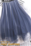 yipinpay Women Tulle Tutu Midi Mesh Skirts Kawaii Bridesmaids Hit Color Irregular Dance Pleated Skirt Girls Black Pink Faldas