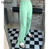 Yipinpay Summer High Street Colorful Straight Slit Jeans Woman High Waist Pantalones Vaqueros Mujer