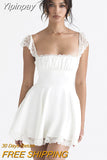 Yipinpay Elegant Party Dresses for Women Y2k Clothes Sexy Summer Daily Rave Outfits New Lovely Lace Patchwork Short Dresses