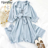 Yipinpay New Spring Women Set Korean style Fashion Loose Oversize Two piece set UPF clothes with jumpsuit Casual Female set