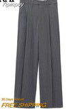 Yipinpay Striped Wide Leg Pants Women High Waist Baggy Pants Female Suit Autumn Winter Fashion Streetwear Office Woman Trousers