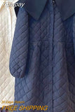 Yipinpay Down Collar Cotton-padded Doll Top Quilted Black Parkas Overcoat Thick Autumn Winter Single Breasted Parkas Jacket Size