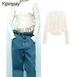 Yipinpay Spring Women Patchwork Knitted Sweater Coats 2023 Solid Single Breasted Cardigan Tops Female Long Sleeve O-Neck Top