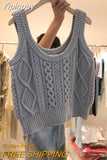 Yipinpay Outwear Top Jersey Chalecos Para Mujer Korean Crop Twists Sweaters Vest Black Grey Tanks Camis Knit Vest Tops V Neck
