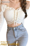 Yipinpay Women Sexy Off Shoulder T-shirts Autumn Winter 2023 Crop Top Clothing y2k Harajuku Luxury Vintage Long Sleeve Top Streetwear