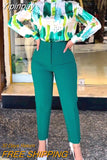 Yipinpay Two Piece Set Stripe Print Long Sleeve Blouse Tops And Pant Suits 2023 Spring Autumn Women Set Sheath Matching Fashion Outfit