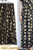 Yipinpay Knot Long Skirts For Women Fashion 2023 Printed Vintage Skirt Woman Mid-Waist Slit Skirt Sets Elegant Women's Skirts