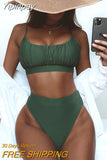 Yipinpay Women Swimsuit Female Swimwear 2023 Bikini High Waisted Bikini Set Push Up Bathing Suit Ruffle Swimming Suit Beachwear Swimsuit