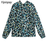 Yipinpay Women Printed Skirt Sets O-neck Long Sleeve Tops+Mid-Calf Straigh Skirts Sets 2023 Elegant Vintage Casual Sweater