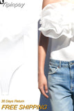 Yipinpay White Body Woman Organza Ruffle Bodysuit Women Off Shoulder Sexy Body Lingerie Sleeveless Bodysuit Summer Backless Tops