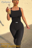 Yipinpay Summer Sleeveless Fitness Jumpsuit Women Rompers Rib Knitted O-Neck Letter Sexy Jumpsuits Femme Casual Sporty Overalls