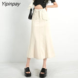 Yipinpay Summer Long Skirts For Women High Waist A Line Jean Skirts For Ladies