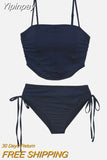Yipinpay New Women's Swimsuit Two-piece Swimwear 2023 Women Bikinis Sets Korea Multi Color Sexy Gather Split Beach Female Swimsuit
