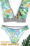 Yipinpay Up Women Swimsuit 2023 High Waisted Bikinis Sexy Bikini Set Ruffle Swimwear For Women Bathing Suit Beachwear Swimming Suits