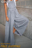 Yipinpay Jumpsuits Daily Casual Sleeveless Solid Overalls 2023 Fashion Design Ripped Jean Romper Summer New Women Loose Side Pocket