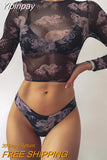 Yipinpay Pieces Thong Bikini 2023 Sexy Women Swimsuit Female Swimwear Bikini Set Thong Long Sleeve Bathing Suit Swimming Suits