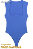 Yipinpay White Body Woman Sleeveless Bodysuit Women 2023 Wide Straps Bodycon Summer Tops Women Square Neck Sexy Body Lingerie