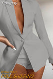 Yipinpay Spring Summer Elegant Women Suits with Shorts Loose Shorts and Blazer 2 Piece Set Shorts Suit Blazer Set for Women Outfit