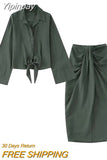 Yipinpay Knot Long Skirt Women High Waist Split Pencil Skirt Sets Streetwear Pleated Summer Skirts Woman 2023 Elegant Midi Skirts