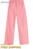 yipinpay Baggy Black Women's Jeans Straight Loose High Waist Trousers Streetwear Classic Casual Fashion Mom Denim Wide Leg Pants