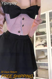 Yipinpay Autumn 2 Piece Dress Set Woman Bow Long Sleeve Short Cardgian + Pure Color Casual Mini Skirt Elegant Korean Suit Female