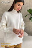 yipinpay Solid Elegant Basic Women Long Sleeve Loose Knit Sweater Outwear Winter 2023 Pullover Casual Fashion Jumper Sweater Tops