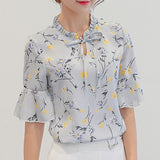 Yipinpay Daifei 2024 Summer New Korean Women's Wear OL Bottomed Shirt Fashion Slim Short-Sleeved Casual Chiffon Shirt