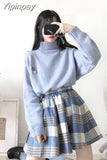 Yipinpay Japanese Cute Woolen Plaid Skirt Women Thicken Autumn Winter Pink Mini Skirts Chic Student Loose Elastic Waist Skirts