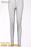 Yipinpay Crystal Diamond Shiny Long Pants Women Summer Fishnet Wide Leg Pants Femme Sexy Hollow Out Beach Party Trousers 2023