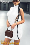 yipinpay Out Skims Dress Women Y2K Mini Bodycon Bandage White Dress Spring Summer Stunning Stacked Streetwear Turtleneck Black Dress