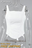 Yipinpay Casual White Tank Corset Tops Women Square Collar Sexy Triangle Sleeveless Camis Office Lady Black Summer Tops 2023