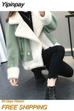 Yipinpay winter new in outerwear chic loose knit integrated thick cardigan varsity jacket women lamb wool coat women fashion short