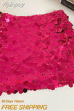 Yipinpay Champagne Sequin Mini Skirts For Women Fashion Sexy Shiny High Waist Aline Skirt Purple Glitter Evening Party Club Female