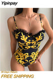 Yipinpay Cut Swimwear Women 2023 Solid One Piece Swimsuit Female High Waist Monokini V-Neck Sexy Bathing Suit Swim Suit Black Red