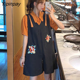 Yipinpay Summer Women Bodysuit Jumpsuit Shorts Vintage Loose Oversize Overalls Fashion Casual female Playsuits 2023 HOT