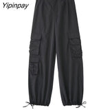 Yipinpay Fashion Women High Waist Cargo Pants 2023 Spring Autumn Elegant Street Zipper Female Solid Long Trousers