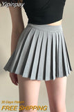 Yipinpay Micro Pleated Skirt Women Sexy Skort Vintage Preppy High Waist A-line Black Mini Skirt Y2k Shorts School Casual Summer