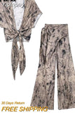 Yipinpay Printed Wide Leg Pants Women High Waist Baggy Pants Woman Y2k Streetwear Casual Pants Sets Tied Pareo Women's Trousers
