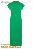 Yipinpay Black Long Dresses For Women 2023 Green Bodycon Dress Women Short Sleeve Midi Dress Woman Summer Elegant Women's Dresses