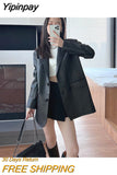 Yipinpay Black Leather Jacket Women Streetwear Loose Formal Leather Blazers Female Fashion Trend Chic Punk Leather Jacket 2023 New