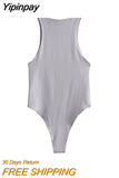 Yipinpay TRAF Fashion 2023 Summer Woman Bodysuit O-Neck Female Sexy Jumpsuit Women Slim Beach Jumpsuit Ladies Skinny Playsuits New
