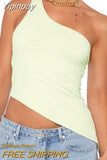 Yipinpay Women's Tops Streetwear Clothing Summer Crop Tube Tops y2k T-shirt Vintage Irregular One Shoulder Camisole Clothes for Women