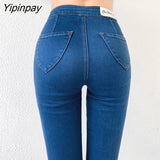 Yipinpay Black Skinny Stretch Mom Jeans High Waist Plus Up Pencil Pants Woman Denim Pantalones De Mujer Autumn Winter