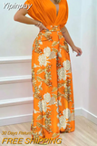 Yipinpay New Woman Summer Batwing Sleeve Wrap Top & Floral Print Wide Leg Pants Set Female & Lady Casual Office Sexy Two Pieces S