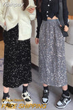 Yipinpay Wild High Waist Slim Black Sequins Skirt Women A Line Long Faldas Largas Y2k Skirts Grey Spring New