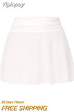 Yipinpay Womens Sheer Mesh Mini Skirts High Waist Solid Color See Through Skater Skirt Beach Cover-Ups Club Street Style Fashion S-XL